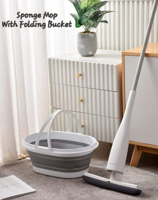 Sponge Mop with Folding Bucket