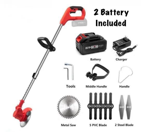 Cordless Rechargeable Grass Trimmer With 2 Batteries