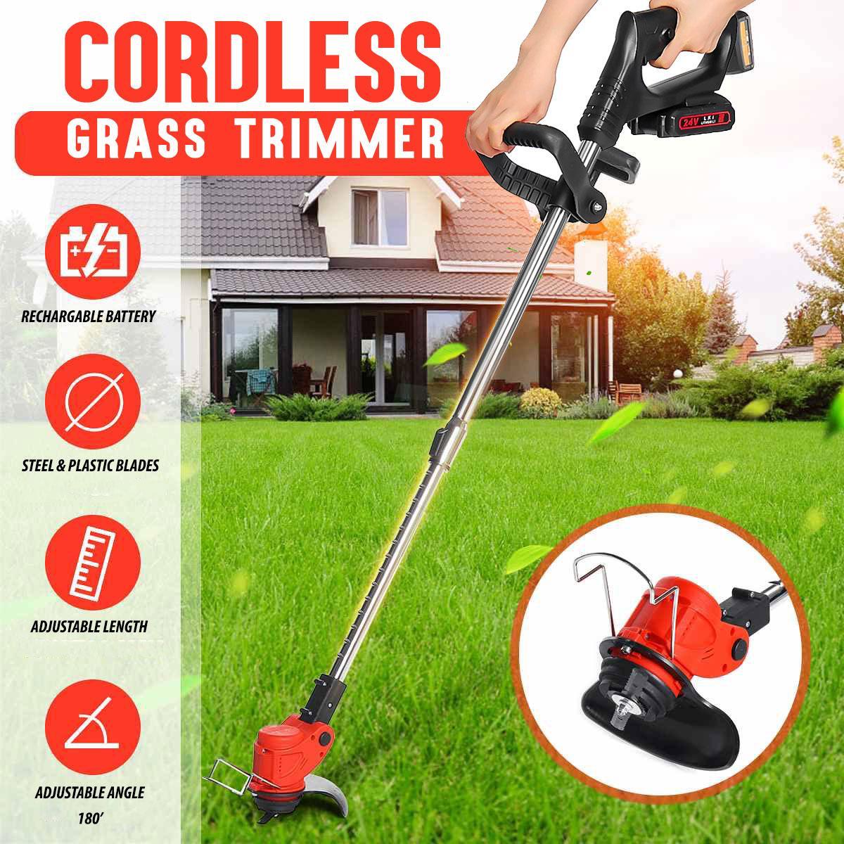 Cordless Rechargeable Grass Trimmer With 2 Batteries