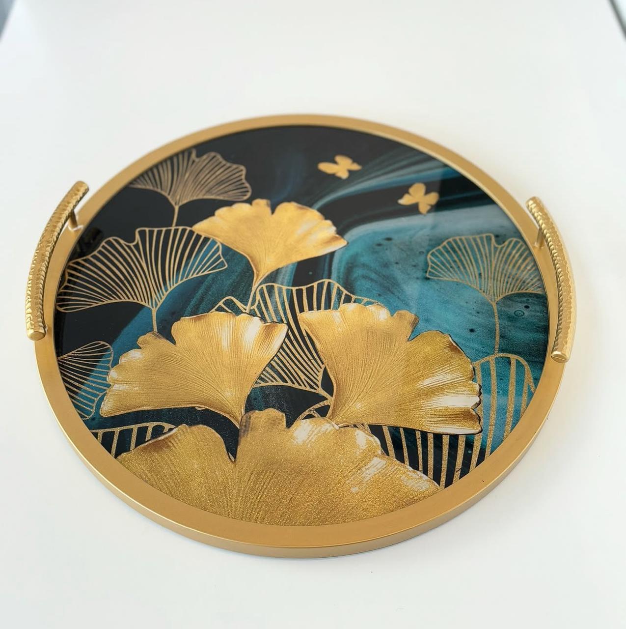 High Quality Marble Top Serving Tray with Handle