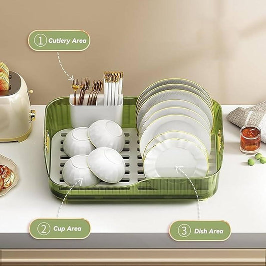 3-in-1 Dish Drying Rack Organizer with Cutlery Holder